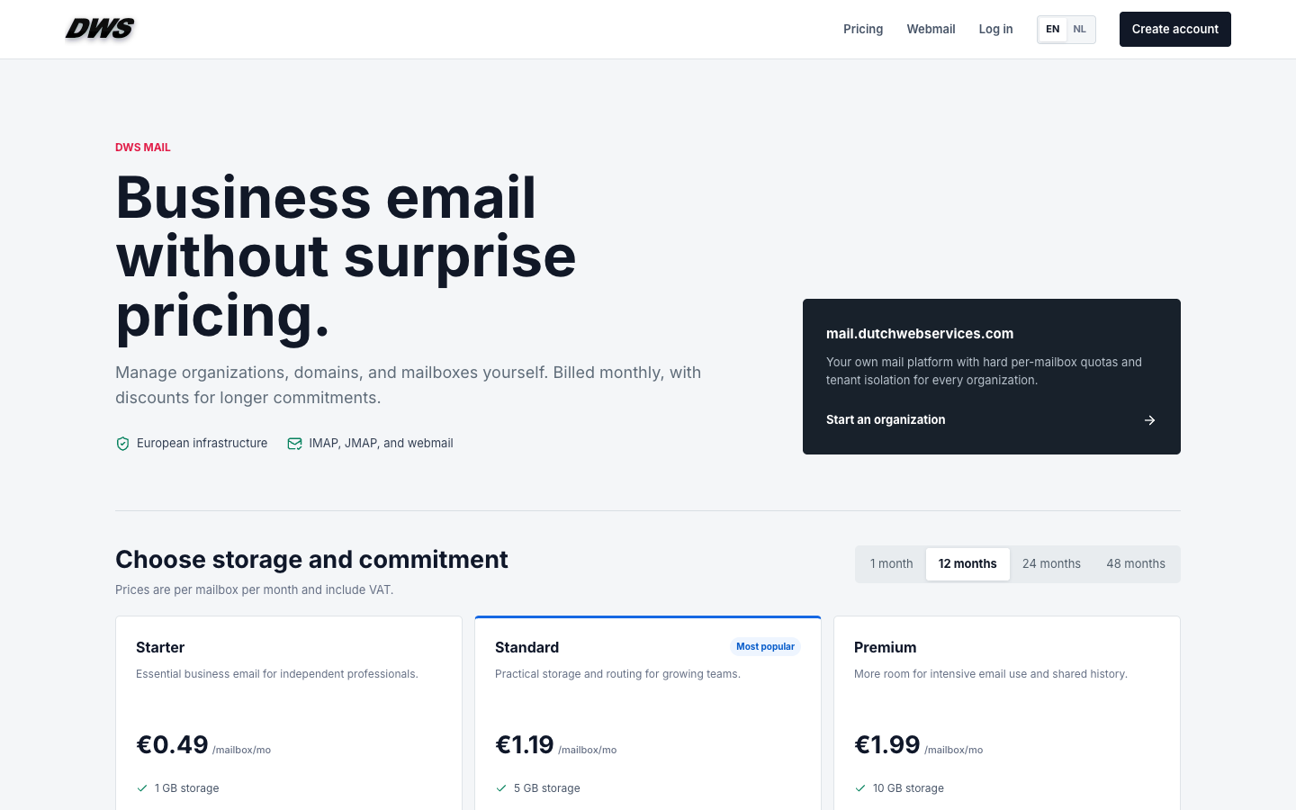 DWS Mail product page